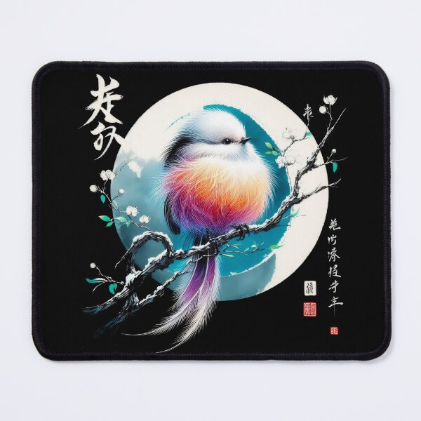Item preview, Japanese Calligraphy Bird Shima-Enaga Tranquil Sumi-e designed and sold by NEUMANN ArtWear Boutique.