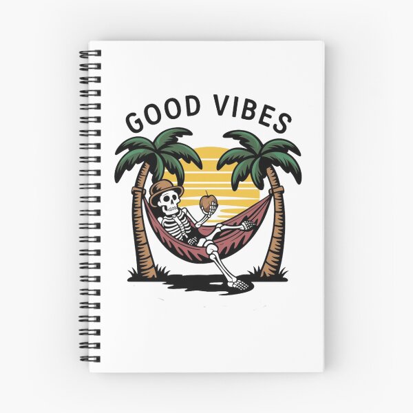 Item preview, Skeleton on a deckchair with the words good vibes designed and sold by MyNiceDesigns.