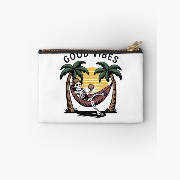 Item preview, Skeleton on a deckchair with the words good vibes designed and sold by MyNiceDesigns.