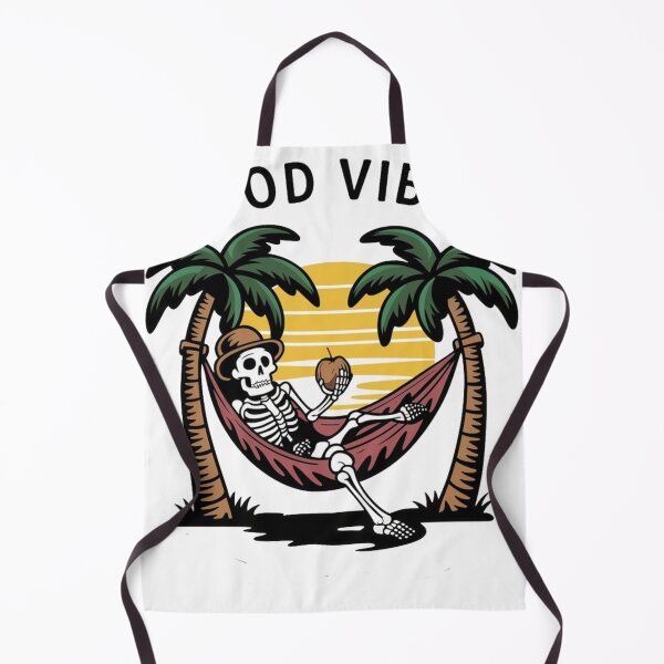 Item preview, Skeleton on a deckchair with the words good vibes designed and sold by MyNiceDesigns.