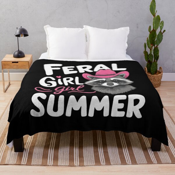 Item preview, Raccoon head with the words "FERAL GIRL GIZE SUMMER" designed and sold by MyNiceDesigns.