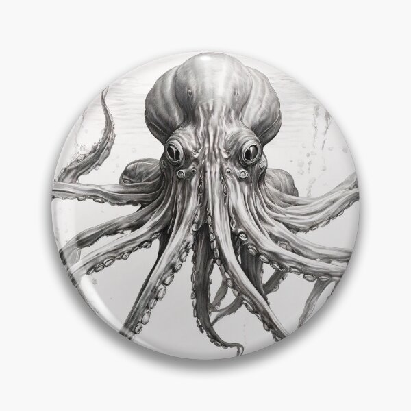 Item preview, Black and white Octopus pencil drawing designed and sold by Pencil-Art.