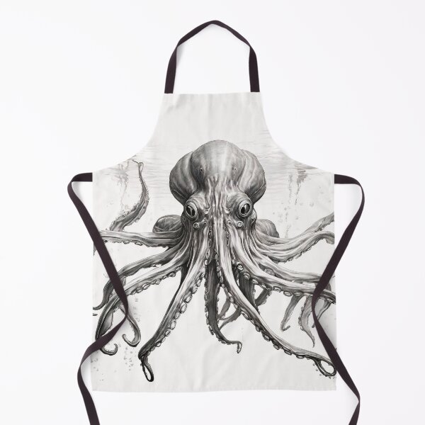 Item preview, Black and white Octopus pencil drawing designed and sold by Pencil-Art.