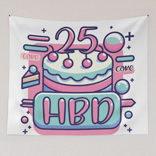 Item preview, Happy Birthday Cake 25 years old designed and sold by AngryLilyCafe.