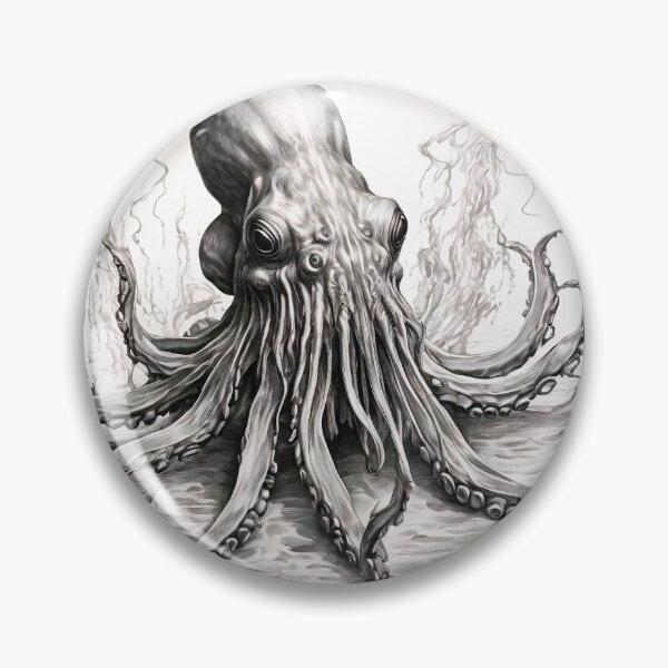 Item preview, Black and white Octopus pencil drawing designed and sold by Pencil-Art.