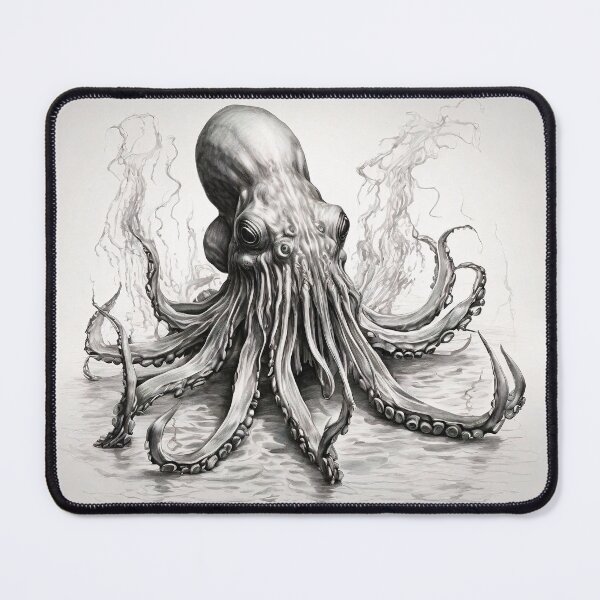 Item preview, Black and white Octopus pencil drawing designed and sold by Pencil-Art.