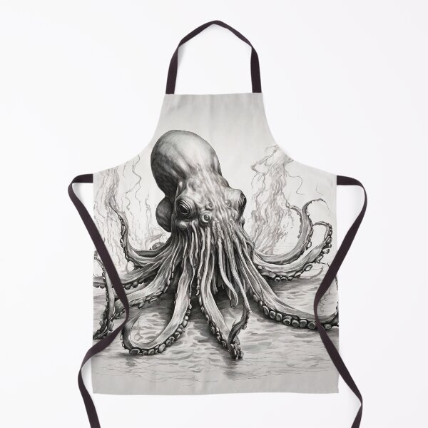 Item preview, Black and white Octopus pencil drawing designed and sold by Pencil-Art.