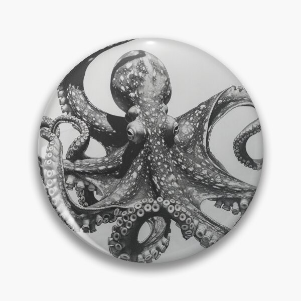 Item preview, Black and white Octopus pencil drawing designed and sold by Pencil-Art.