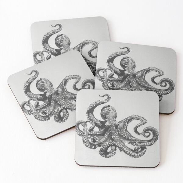 Item preview, Black and white Octopus pencil drawing designed and sold by Pencil-Art.