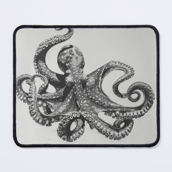 Item preview, Black and white Octopus pencil drawing designed and sold by Pencil-Art.