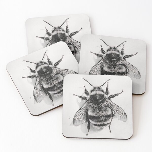 Item preview, Black and white Bee pencil drawing designed and sold by Pencil-Art.