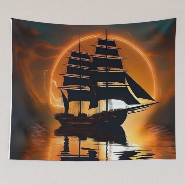 Item preview, a sailboat in front of an electric sunset designed and sold by quasartphil.