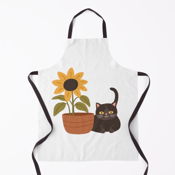 Item preview, Cute chubby funny kitten guards a sunflower in a pot. designed and sold by SaraSumi.