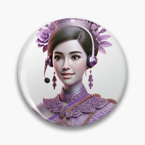 Item preview, Elegant Thai Call Center Agent in Traditional Violet Dress designed and sold by WhiteDoveArt.