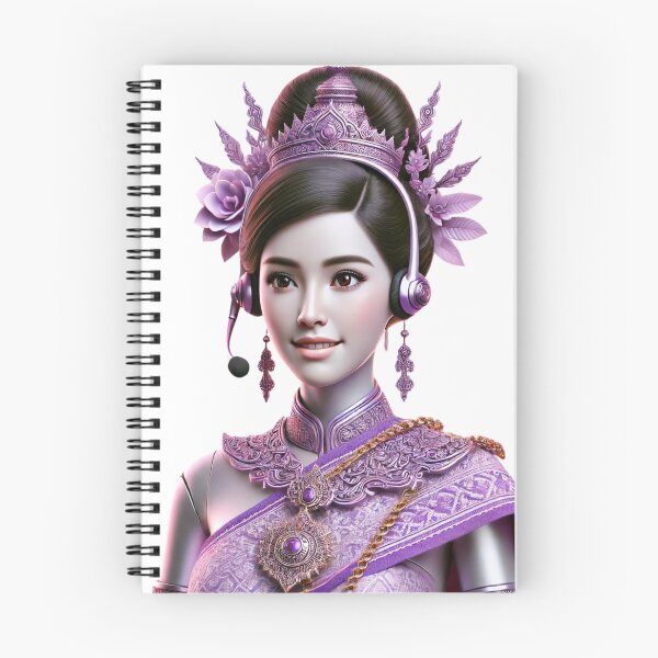 Item preview, Elegant Thai Call Center Agent in Traditional Violet Dress designed and sold by WhiteDoveArt.