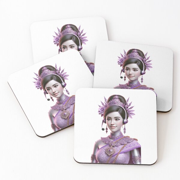 Item preview, Elegant Thai Call Center Agent in Traditional Violet Dress designed and sold by WhiteDoveArt.