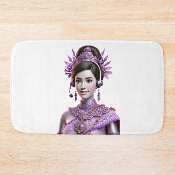 Item preview, Elegant Thai Call Center Agent in Traditional Violet Dress designed and sold by WhiteDoveArt.