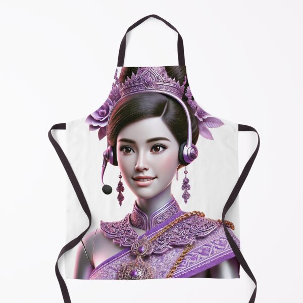 Item preview, Elegant Thai Call Center Agent in Traditional Violet Dress designed and sold by WhiteDoveArt.