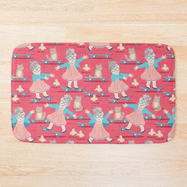 Item preview, Granny on a Skateboard, red pink background designed and sold by Alex  Blud.