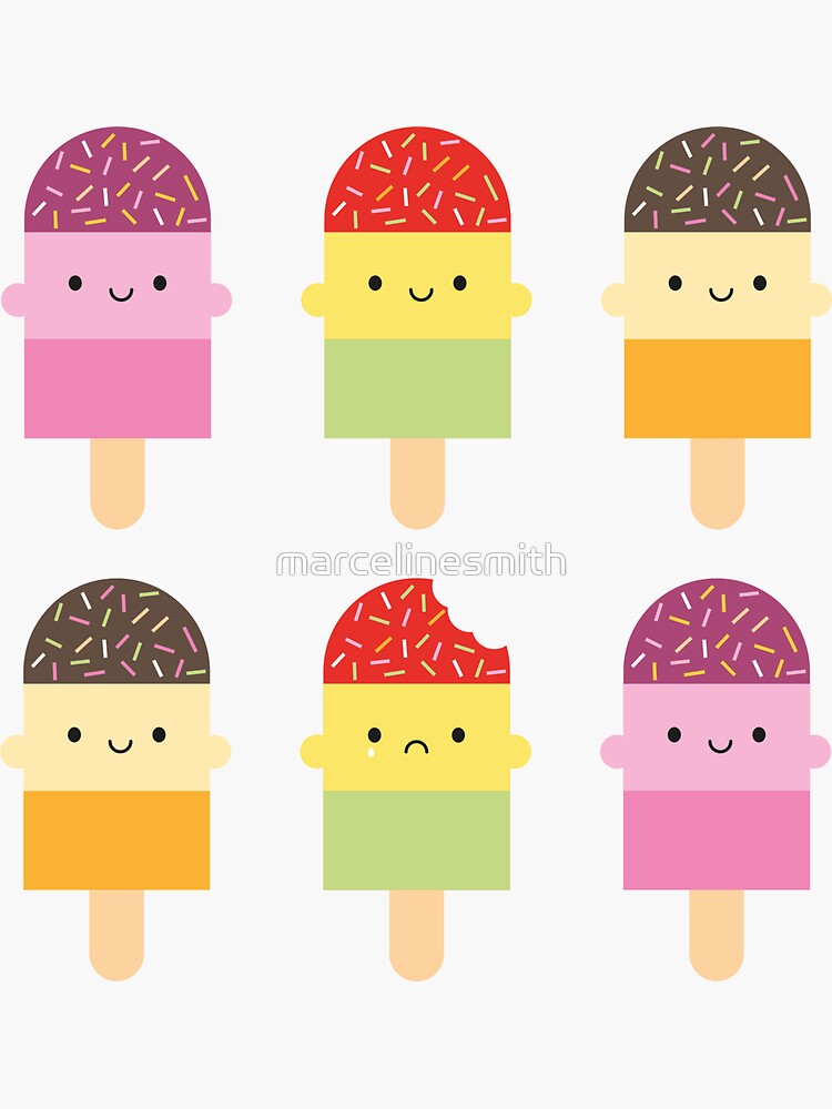 Thumbnail 3 of 3, Sticker, Kawaii Summer Ice Lollies / Popsicles designed and sold by marcelinesmith.