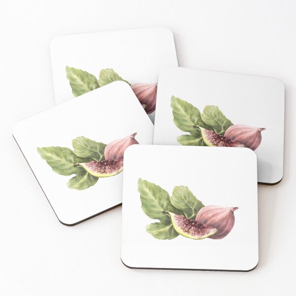 Item preview,  Figs with leaves, juicy purple whole and cut fruit. hand-drawn watercolor sticker  designed and sold by BartolArt.