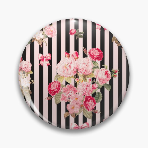Item preview, Pink Coquette Bow  Vintage Roses Black Stripes designed and sold by InovArtS.