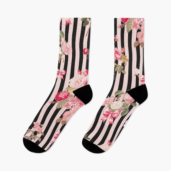 Aperçu de l'œuvre Noeud Coquette Rose Roses Vintage Rayures Noires créée et vendue par InovArtS.