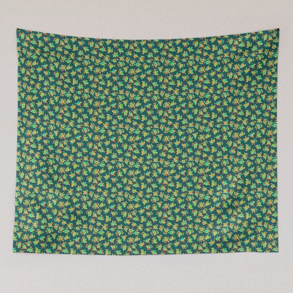 Item preview, Small flowers, green-yellow on a dark green background designed and sold by Alex  Blud.