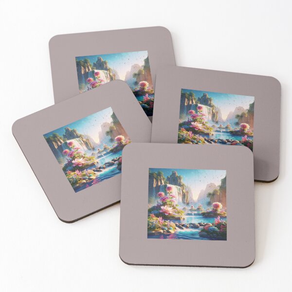 Item preview, Blooming Paradise: Cascading Waterfall amidst a Vibrant Floral Landscape designed and sold by choder61.