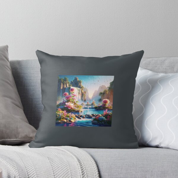 Item preview, Blooming Paradise: Cascading Waterfall amidst a Vibrant Floral Landscape designed and sold by choder61.