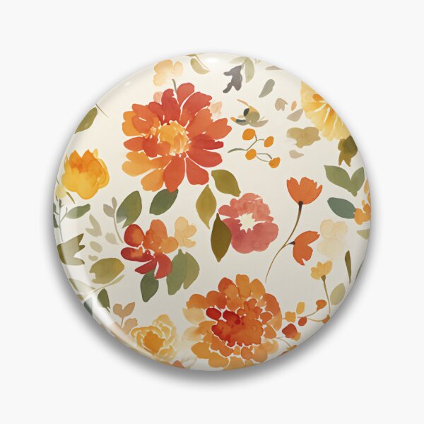 Item preview, seamless watercolor pattern of autumn flowers and leaves designed and sold by DMay-art.