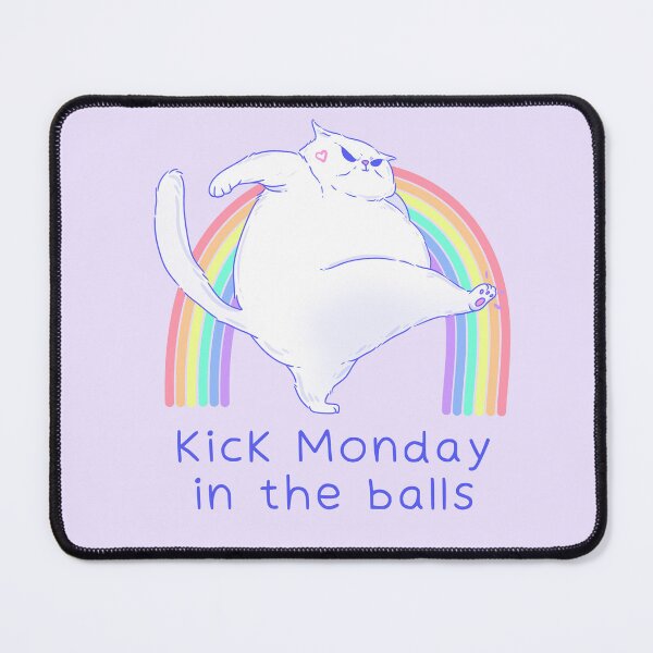 Item preview, Funny Cat Kicking Monday Blues - Kick Monday in the Balls designed and sold by Jess.a.creates.