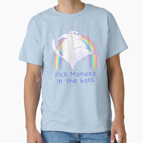 Item preview, Funny Cat Kicking Monday Blues - Kick Monday in the Balls designed and sold by Jess.a.creates.
