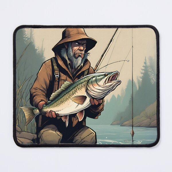 Item preview, Angler with a caught fish designed and sold by PXEpic.