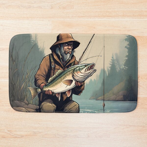 Item preview, Angler with a caught fish designed and sold by PXEpic.