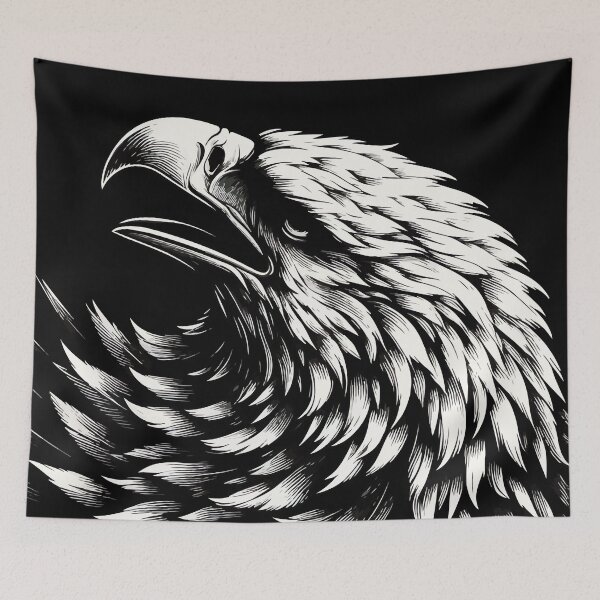 Item preview, Monochromatic Outline Bald Eagle designed and sold by TomFrontierArt.