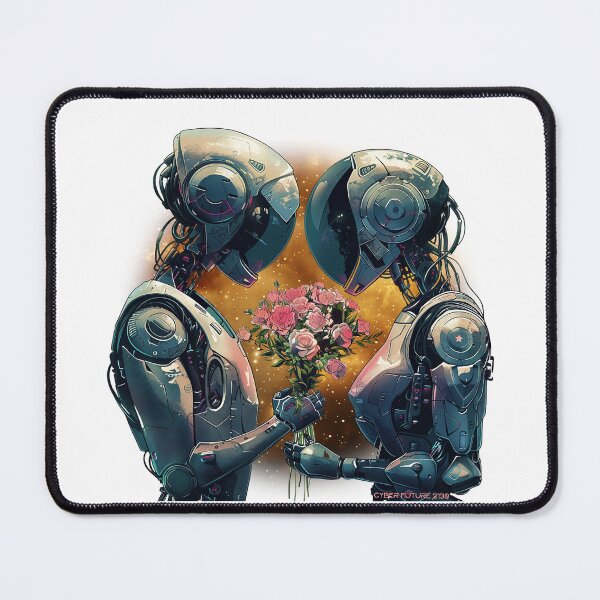 Item preview, Cyberpunk Robots Fall in Love with Flowers 18 designed and sold by IBTees.