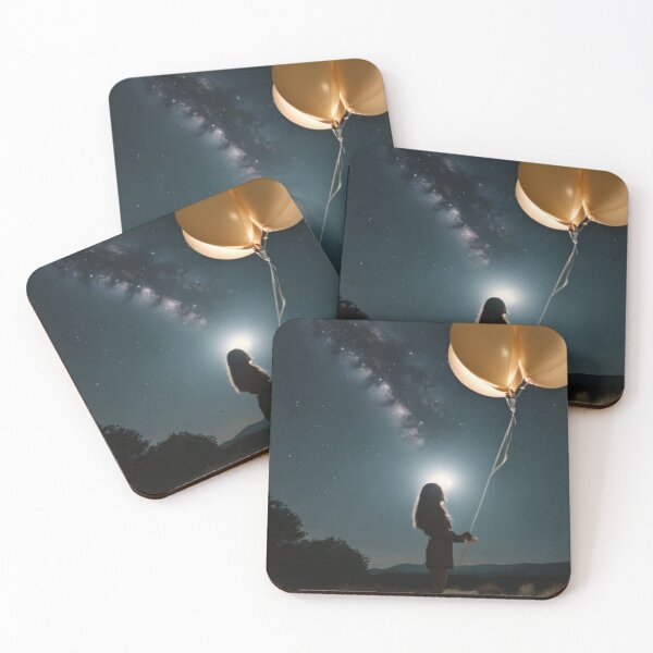 Item preview, Dreamy Night Sky: A Silhouette with Balloons Under the Milky Way designed and sold by Aqmean.
