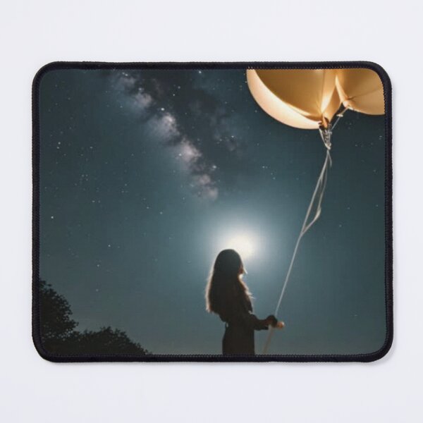 Item preview, Dreamy Night Sky: A Silhouette with Balloons Under the Milky Way designed and sold by Aqmean.