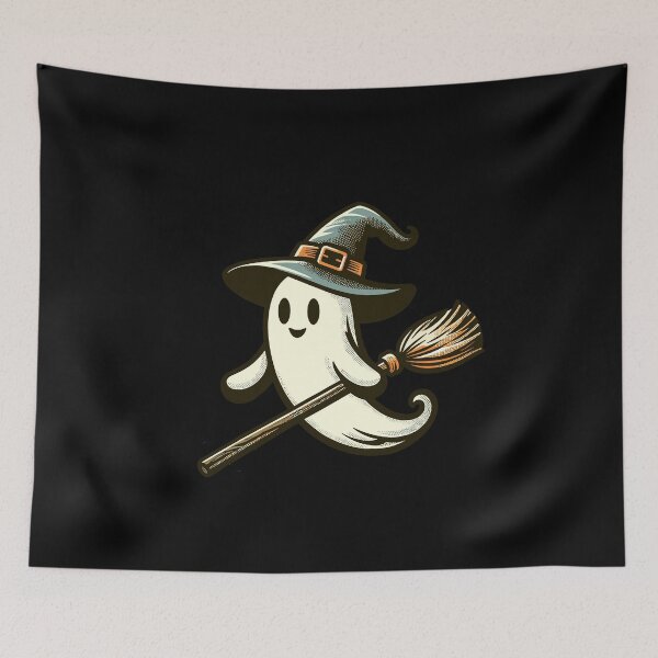Item preview, Funny Witch Ghost Witches Broom Vintage Art Style designed and sold by LuminOrb.