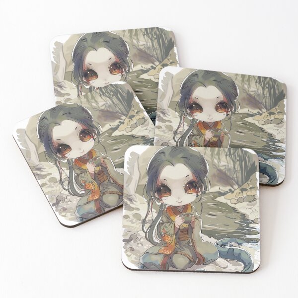 Item preview, Charming Chibi Nure-onna with Snake Body and Colorful Scarf by the Riverbank designed and sold by sowhatesttop.