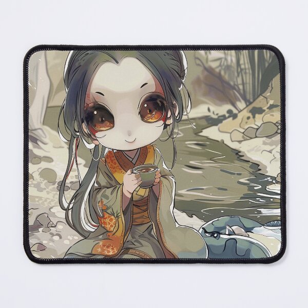 Item preview, Charming Chibi Nure-onna with Snake Body and Colorful Scarf by the Riverbank designed and sold by sowhatesttop.