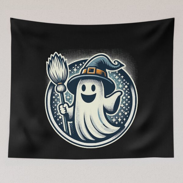 Item preview, Funny Witch Ghost Witches Broom Vintage Art Style designed and sold by LuminOrb.
