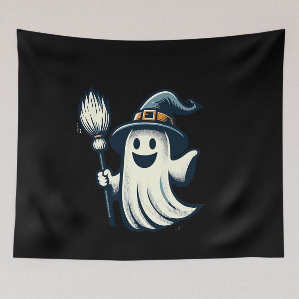 Item preview, Funny Witch Ghost Witches Broom Vintage Art Style designed and sold by LuminOrb.