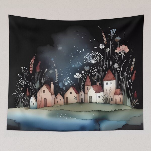Item preview, Whimsical village design.  designed and sold by ShazellArt.