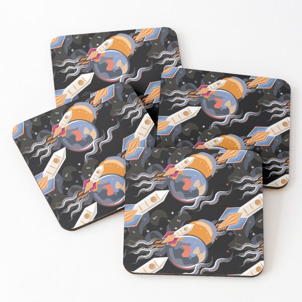 Item preview, Cute cartoon seamless pattern space ship and rocket designed and sold by kajabrines.