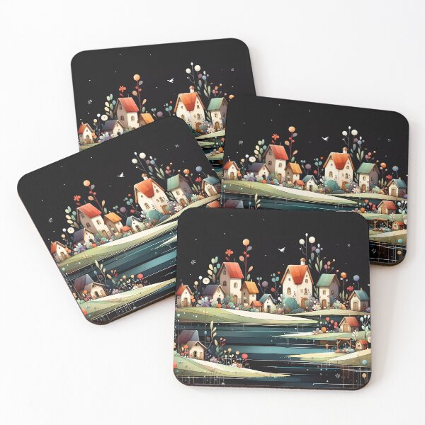 Item preview, Whimsical village design.  designed and sold by ShazellArt.