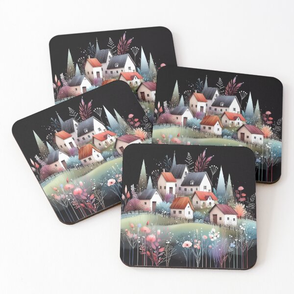 Item preview, Whimsical village design.  designed and sold by ShazellArt.