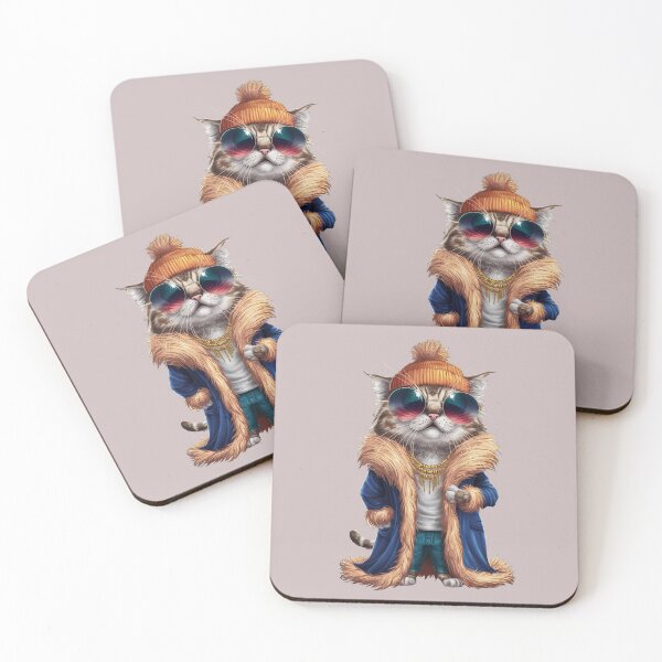 Item preview, Fashionable cartoon cat wearing sunglasses and a fur coat designed and sold by NiRia Spot.