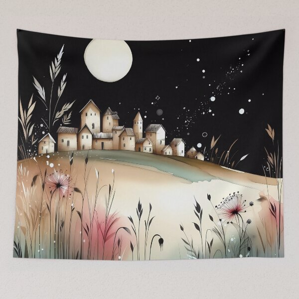 Item preview, Whimsical village design.  designed and sold by ShazellArt.
